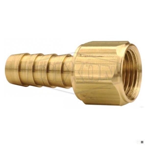 Hose Barb, 1-1/16-12 x 3/4 in, 37Deg Female JIC Swivel x Hose Barb, Brass, Domestic